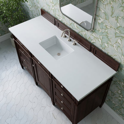 James Martin - Brittany 60" Single Vanity, Burnished Mahogany w/ 3 CM White Zeus Silestone Top - 650-V60S-BNM-3WZ view 7