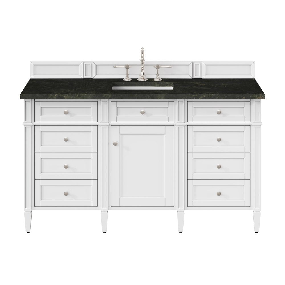 James Martin - Brittany 60" Single Vanity in Bright White, w/ 3 CM Phantome Eclos Top - 655-V60S-BW-3PHT view 1