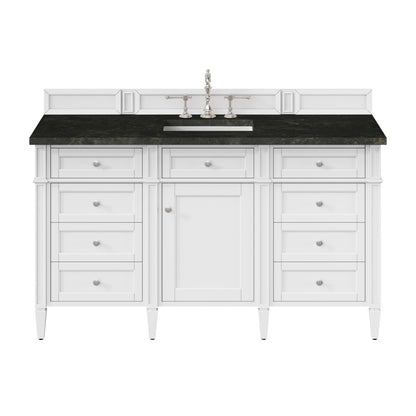 James Martin - Brittany 60" Single Vanity in Bright White, w/ 3 CM Phantome Eclos Top - 655-V60S-BW-3PHT view 1