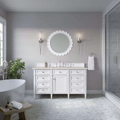 James Martin - Brittany 60" Single Vanity in Bright White, w/ 3 CM Siberian Silestone Top - 655-V60S-BW-3SFR view 3