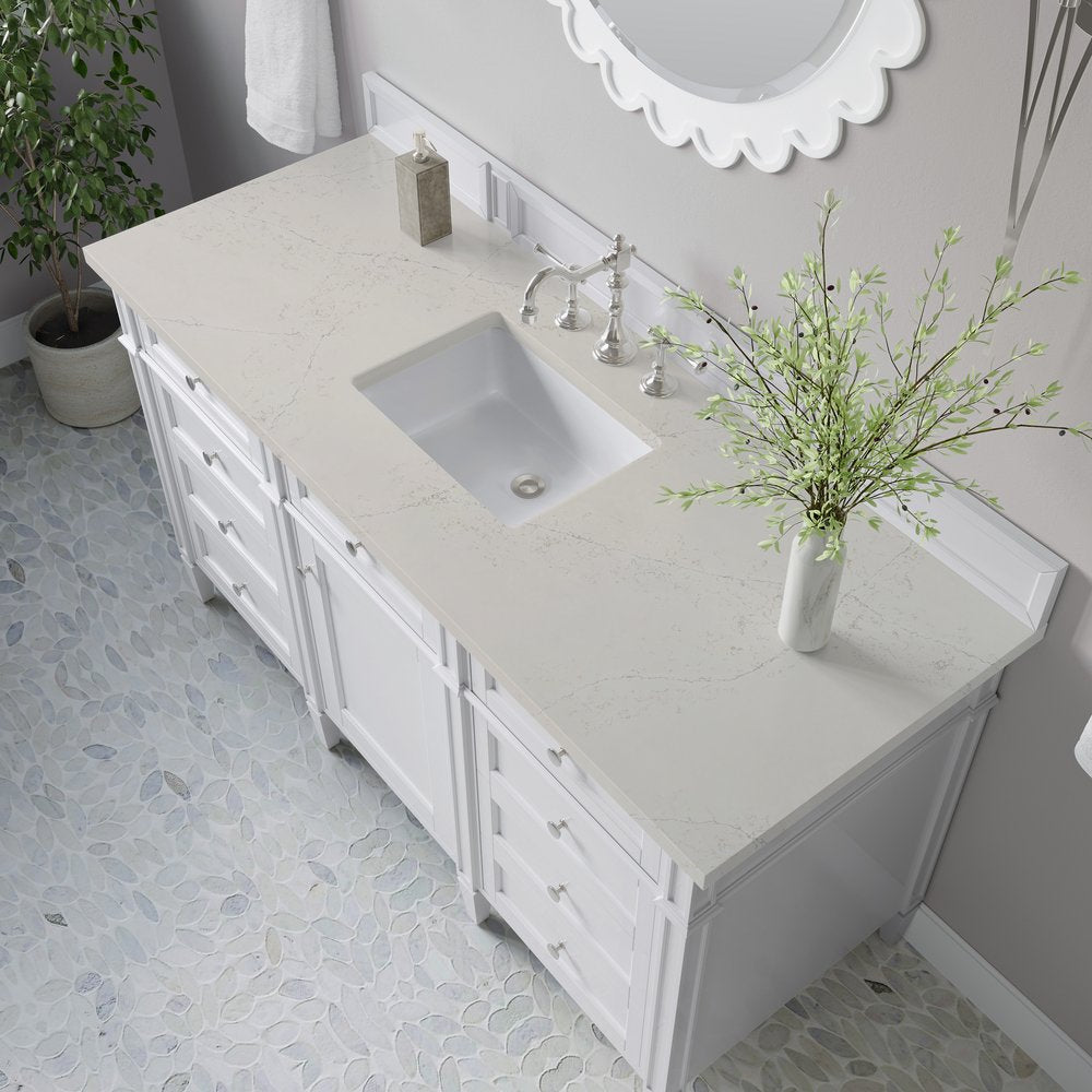James Martin - Brittany 60" Single Vanity in Bright White, w/ 3 CM Siberian Silestone Top - 655-V60S-BW-3SFR view 6