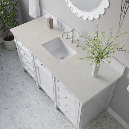 James Martin - Brittany 60" Single Vanity in Bright White, w/ 3 CM Siberian Silestone Top - 655-V60S-BW-3SFR view 6