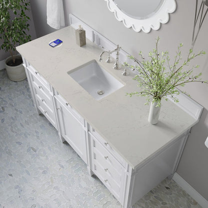 James Martin - Brittany 60" Single Vanity in Bright White, w/ 3 CM Siberian Silestone Top w/FreePower Wireless Charger - 655-V60S-BW-FSFR view 6