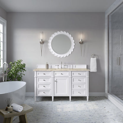 James Martin - Brittany 60" Single Vanity in Bright White, w/ 3 CM Tajnar Eclos Top - 655-V60S-BW-3TJR view 3