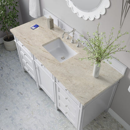 James Martin - Brittany 60" Single Vanity in Bright White, w/ 3 CM Tajnar Eclos Top w/FreePower Wireless Charger - 655-V60S-BW-FTJR view 6