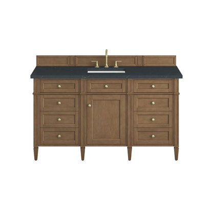 James Martin - Brittany 60" Single Vanity, Pecan w/ 3 CM Charcoal Soapstone Silestone Top - 655-V60S-PCN-3CSP view 1