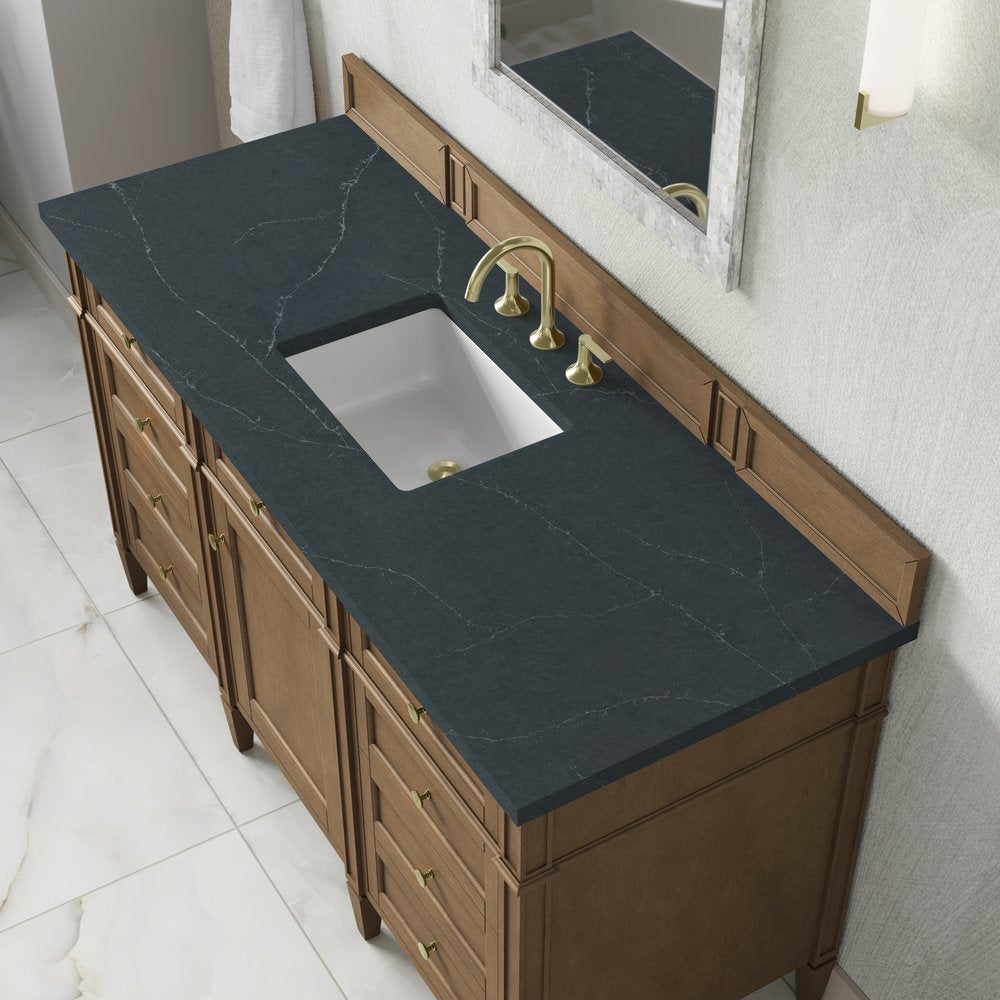 James Martin - Brittany 60" Single Vanity, Pecan w/ 3 CM Charcoal Soapstone Silestone Top - 655-V60S-PCN-3CSP view 8