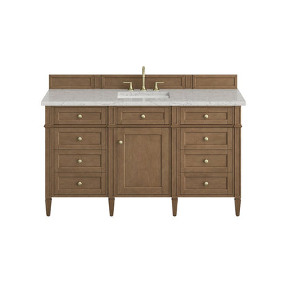 James Martin - Brittany 60" Single Vanity, Pecan w/ 3 CM Eternal Jasmine Pearl Silestone Top - 655-V60S-PCN-3EJP view 1