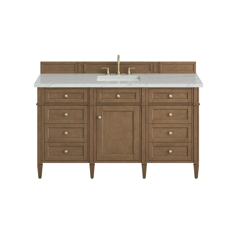 James Martin - Brittany 60" Single Vanity, Pecan w/ 3 CM Ethereal Noctis Silestone Top - 655-V60S-PCN-3ENC view 1
