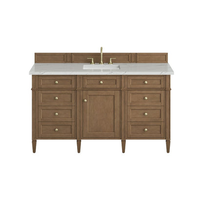 James Martin - Brittany 60" Single Vanity, Pecan w/ 3 CM Ethereal Noctis Silestone Top w/FreePower Wireless Charger - 655-V60S-PCN-FENC view 1