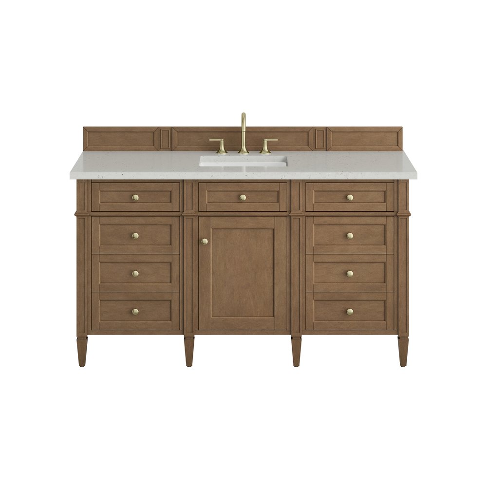 James Martin - Brittany 60" Single Vanity, Pecan w/ 3 CM Lime Delight Silestone Top - 655-V60S-PCN-3LDL view 1
