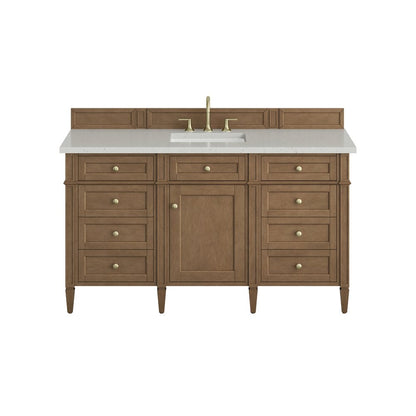 James Martin - Brittany 60" Single Vanity, Pecan w/ 3 CM Lime Delight Silestone Top - 655-V60S-PCN-3LDL view 1