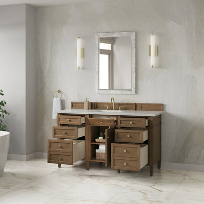 James Martin - Brittany 60" Single Vanity, Pecan w/ 3 CM Lime Delight Silestone Top - 655-V60S-PCN-3LDL view 5
