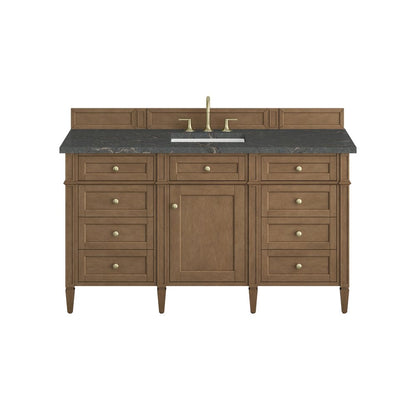 James Martin - Brittany 60" Single Vanity, Pecan w/ 3 CM Parisien Bleu Silestone Top - 655-V60S-PCN-3PBL view 1