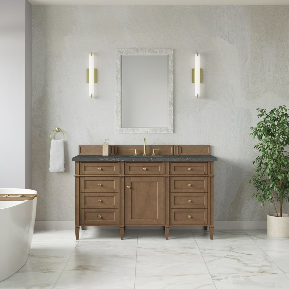 James Martin - Brittany 60" Single Vanity, Pecan w/ 3 CM Parisien Bleu Silestone Top - 655-V60S-PCN-3PBL view 3