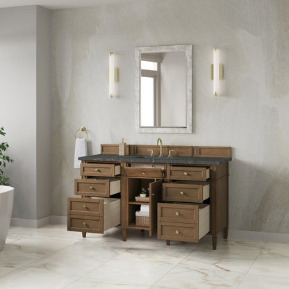 James Martin - Brittany 60" Single Vanity, Pecan w/ 3 CM Parisien Bleu Silestone Top - 655-V60S-PCN-3PBL view 5