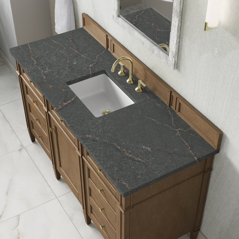 James Martin - Brittany 60" Single Vanity, Pecan w/ 3 CM Parisien Bleu Silestone Top - 655-V60S-PCN-3PBL view 8