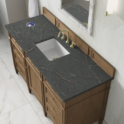 James Martin - Brittany 60" Single Vanity, Pecan w/ 3 CM Parisien Bleu Silestone Top w/FreePower Wireless Charger - 655-V60S-PCN-FPBL view 8