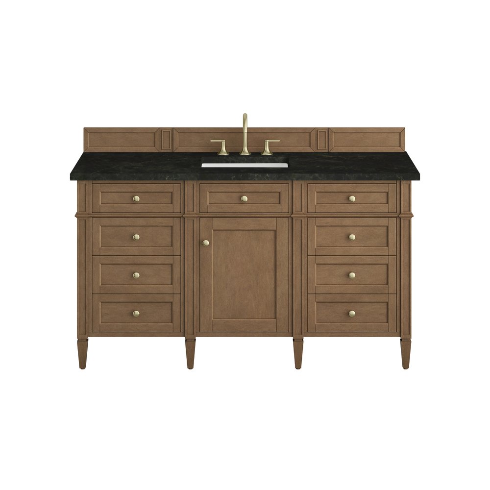James Martin - Brittany 60" Single Vanity, Pecan w/ 3 CM Phantome Eclos Top - 655-V60S-PCN-3PHT view 1