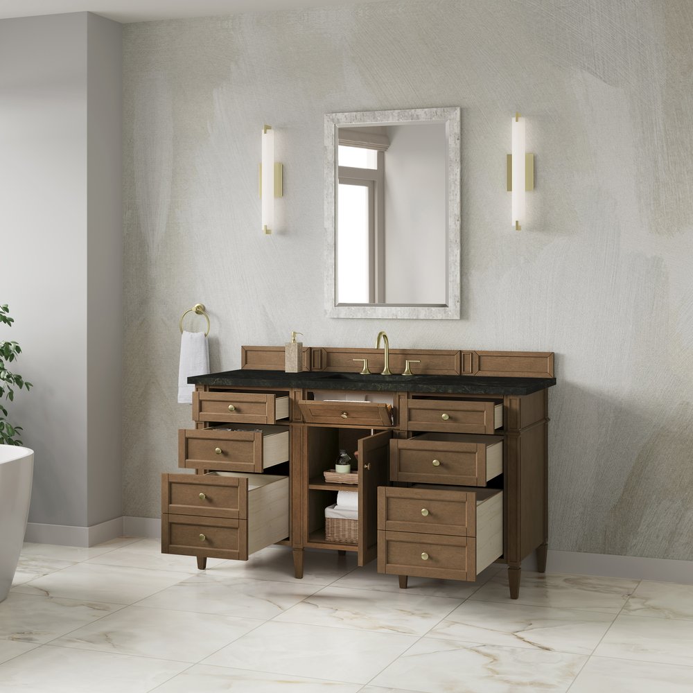 James Martin - Brittany 60" Single Vanity, Pecan w/ 3 CM Phantome Eclos Top - 655-V60S-PCN-3PHT view 5