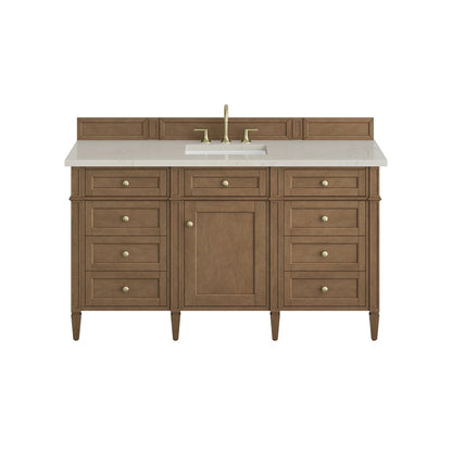 James Martin - Brittany 60" Single Vanity, Pecan w/ 3 CM Siberian Silestone Top - 655-V60S-PCN-3SFR view 1