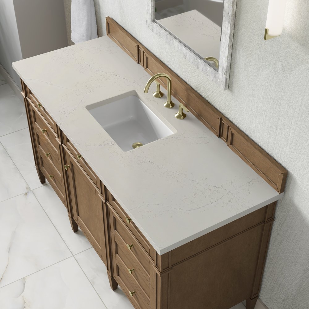 James Martin - Brittany 60" Single Vanity, Pecan w/ 3 CM Siberian Silestone Top - 655-V60S-PCN-3SFR view 8