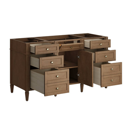 James Martin - Brittany 60" Single Vanity, Pecan w/ 3 CM Tajnar Eclos Top - 655-V60S-PCN-3TJR view 9