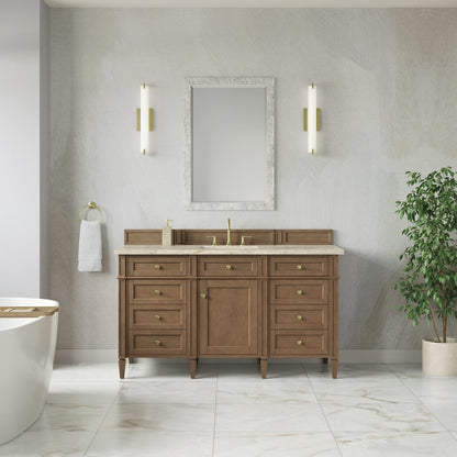 James Martin - Brittany 60" Single Vanity, Pecan w/ 3 CM Tajnar Eclos Top w/FreePower Wireless Charger - 655-V60S-PCN-FTJR view 3