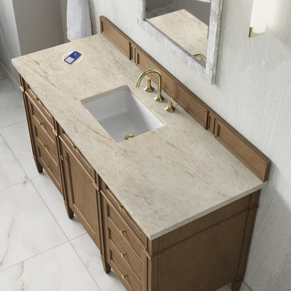 James Martin - Brittany 60" Single Vanity, Pecan w/ 3 CM Tajnar Eclos Top w/FreePower Wireless Charger - 655-V60S-PCN-FTJR view 8