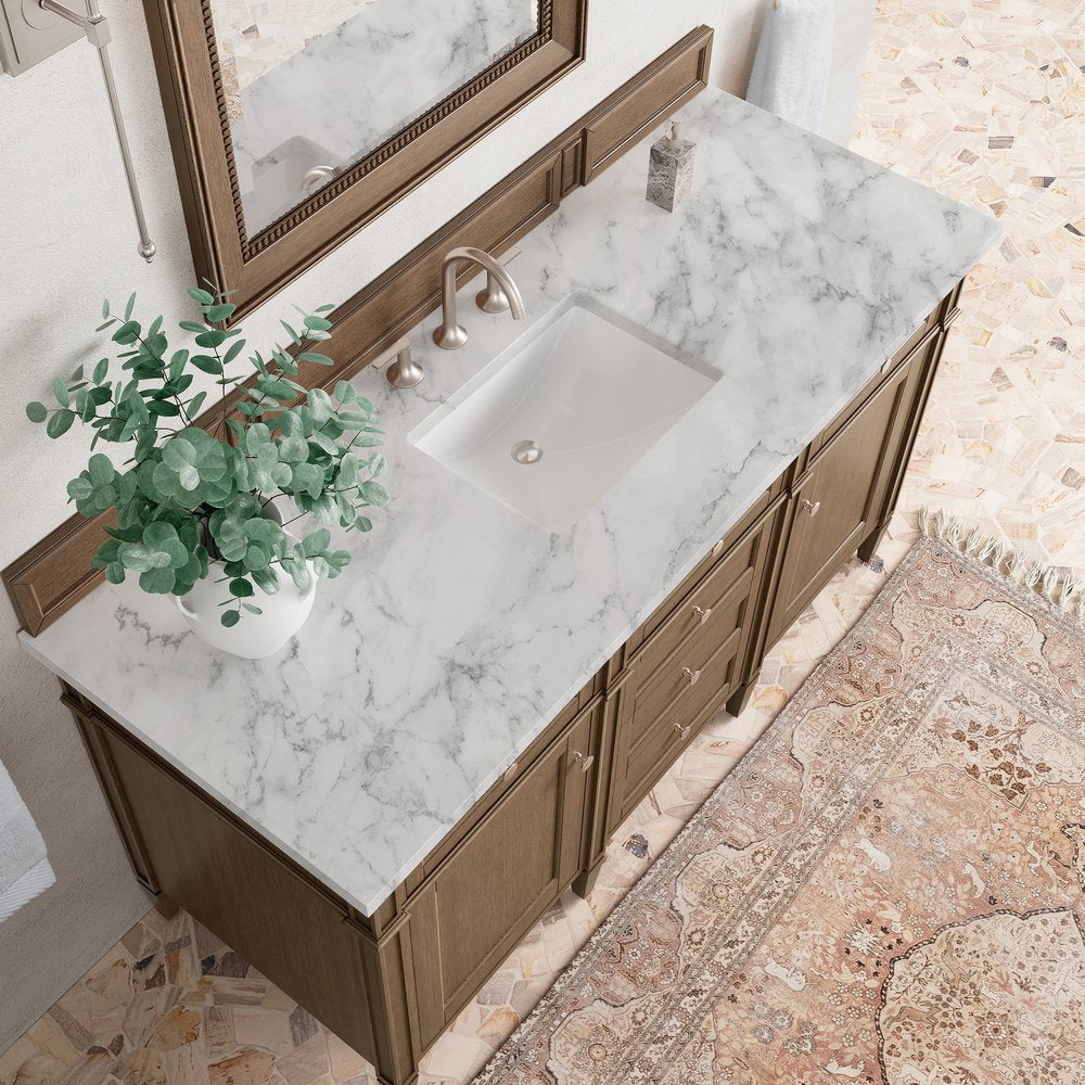 James Martin - Brittany 60" Single Vanity, Saddle Brown w/ 3 CM Carrara Marble Top - 650-V60S-SBR-3CAR view 8