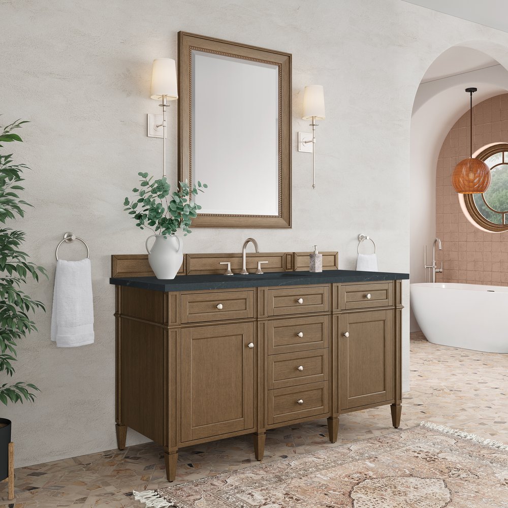 James Martin - Brittany 60" Single Vanity, Saddle Brown w/ 3 CM Charcoal Soapstone Silestone Top - 650-V60S-SBR-3CSP view 4