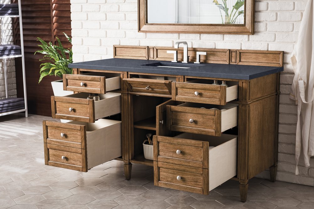 James Martin - Brittany 60" Single Vanity, Saddle Brown w/ 3 CM Charcoal Soapstone Silestone Top - 650-V60S-SBR-3CSP view 5