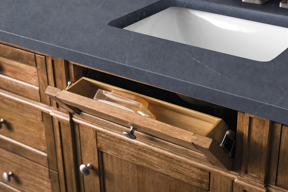 James Martin - Brittany 60" Single Vanity, Saddle Brown w/ 3 CM Charcoal Soapstone Silestone Top - 650-V60S-SBR-3CSP view 6