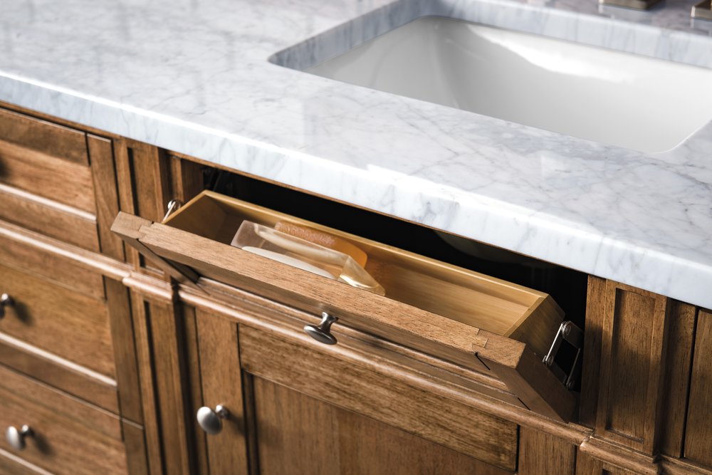 James Martin - Brittany 60" Single Vanity, Saddle Brown w/ 3 CM Eternal Jasmine Pearl Silestone Top - 650-V60S-SBR-3EJP view 6