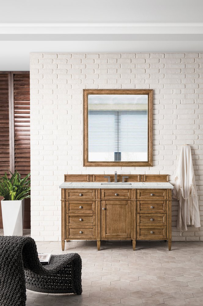 James Martin - Brittany 60" Single Vanity, Saddle Brown w/ 3 CM Eternal Jasmine Pearl Silestone Top w/FreePower Wireless Charger - 650-V60S-SBR-FEJP view 4