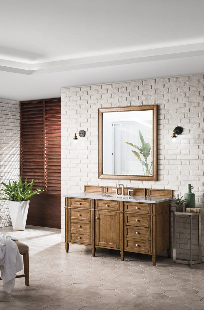 James Martin - Brittany 60" Single Vanity, Saddle Brown w/ 3 CM Eternal Jasmine Pearl Silestone Top w/FreePower Wireless Charger - 650-V60S-SBR-FEJP view 5