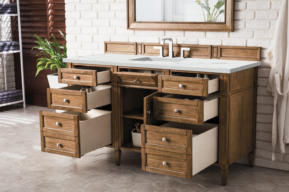 James Martin - Brittany 60" Single Vanity, Saddle Brown w/ 3 CM Ethereal Noctis Silestone Top - 650-V60S-SBR-3ENC view 5