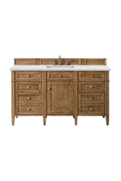 James Martin - Brittany 60" Single Vanity, Saddle Brown w/ 3 CM Ethereal Noctis Silestone Top w/FreePower Wireless Charger - 650-V60S-SBR-FENC view 1