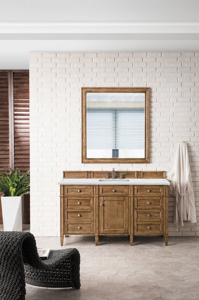 James Martin - Brittany 60" Single Vanity, Saddle Brown w/ 3 CM Ethereal Noctis Silestone Top w/FreePower Wireless Charger - 650-V60S-SBR-FENC view 4