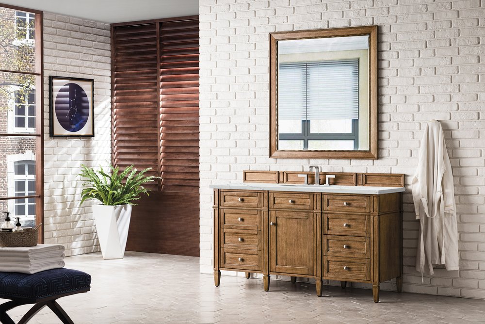 James Martin - Brittany 60" Single Vanity, Saddle Brown w/ 3 CM Ethereal Noctis Silestone Top w/FreePower Wireless Charger - 650-V60S-SBR-FENC view 5