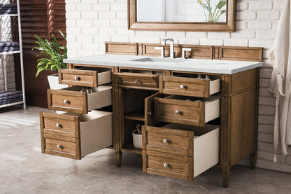 James Martin - Brittany 60" Single Vanity, Saddle Brown w/ 3 CM Ethereal Noctis Silestone Top w/FreePower Wireless Charger - 650-V60S-SBR-FENC view 6