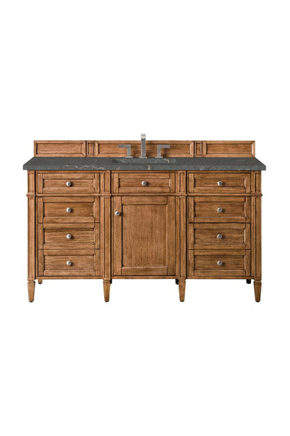 James Martin - Brittany 60" Single Vanity, Saddle Brown w/ 3 CM Parisien Bleu Silestone Top - 650-V60S-SBR-3PBL view 1