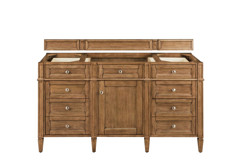 James Martin - Brittany 60" Single Vanity, Saddle Brown w/ 3 CM Parisien Bleu Silestone Top - 650-V60S-SBR-3PBL view 2