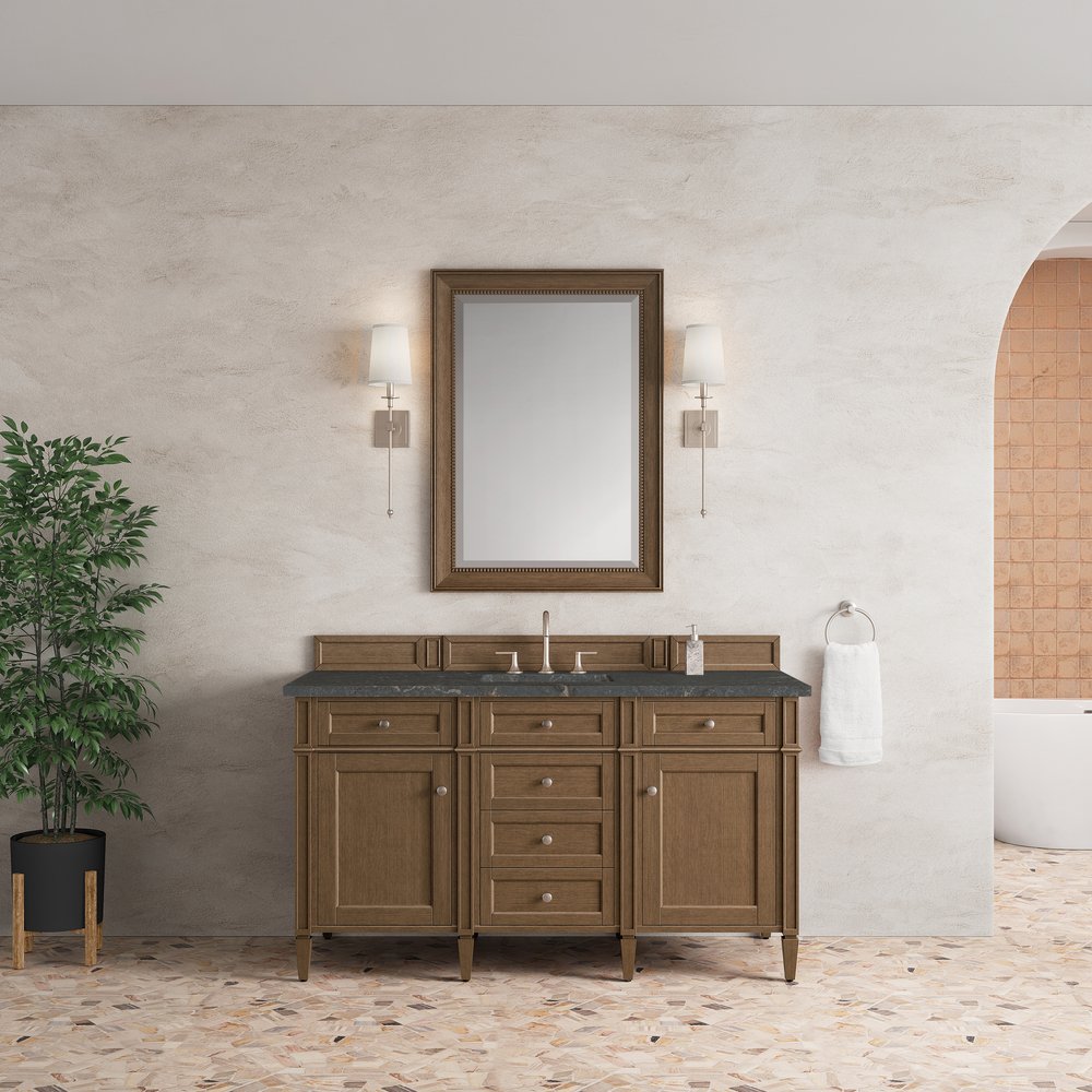 James Martin - Brittany 60" Single Vanity, Saddle Brown w/ 3 CM Parisien Bleu Silestone Top - 650-V60S-SBR-3PBL view 3