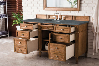 James Martin - Brittany 60" Single Vanity, Saddle Brown w/ 3 CM Parisien Bleu Silestone Top - 650-V60S-SBR-3PBL view 5