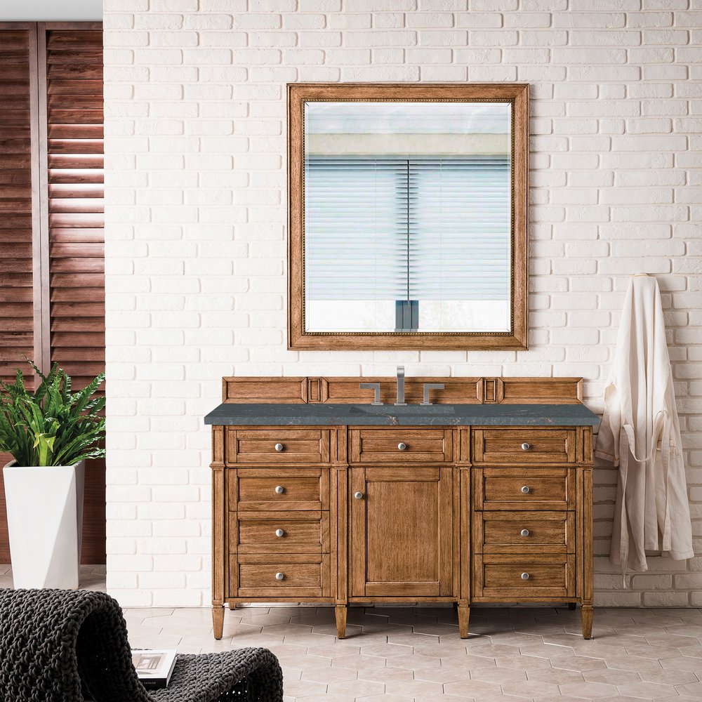 James Martin - Brittany 60" Single Vanity, Saddle Brown w/ 3 CM Parisien Bleu Silestone Top w/FreePower Wireless Charger - 650-V60S-SBR-FPBL view 4