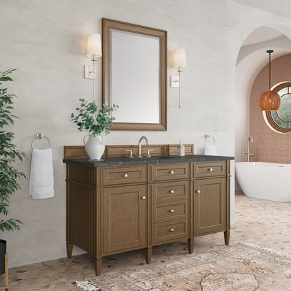 James Martin - Brittany 60" Single Vanity, Saddle Brown w/ 3 CM Parisien Bleu Silestone Top w/FreePower Wireless Charger - 650-V60S-SBR-FPBL view 8