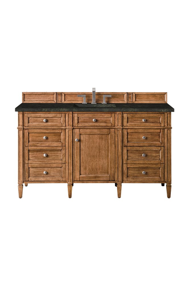 James Martin - Brittany 60" Single Vanity, Saddle Brown, w/ 3 CM Phantome Eclos Top - 650-V60S-SBR-3PHT view 1
