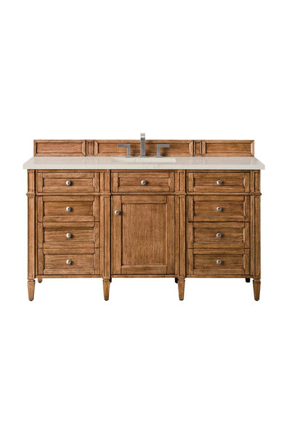 James Martin - Brittany 60" Single Vanity, Saddle Brown, w/ 3 CM Siberian Silestone Top - 650-V60S-SBR-3SFR view 1