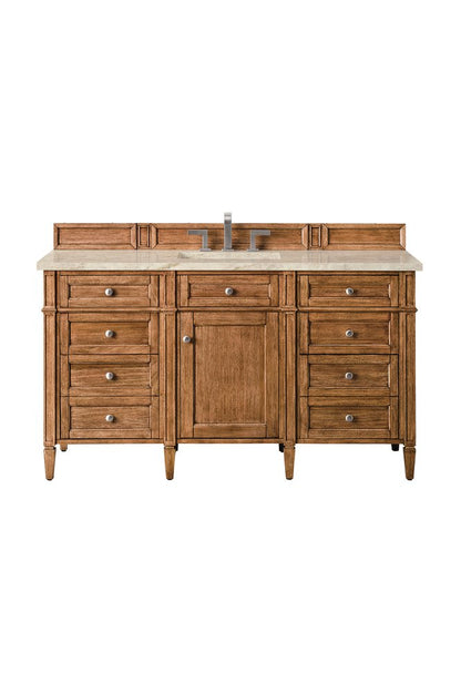 James Martin - Brittany 60" Single Vanity, Saddle Brown, w/ 3 CM Tajnar Eclos Top - 650-V60S-SBR-3TJR view 1